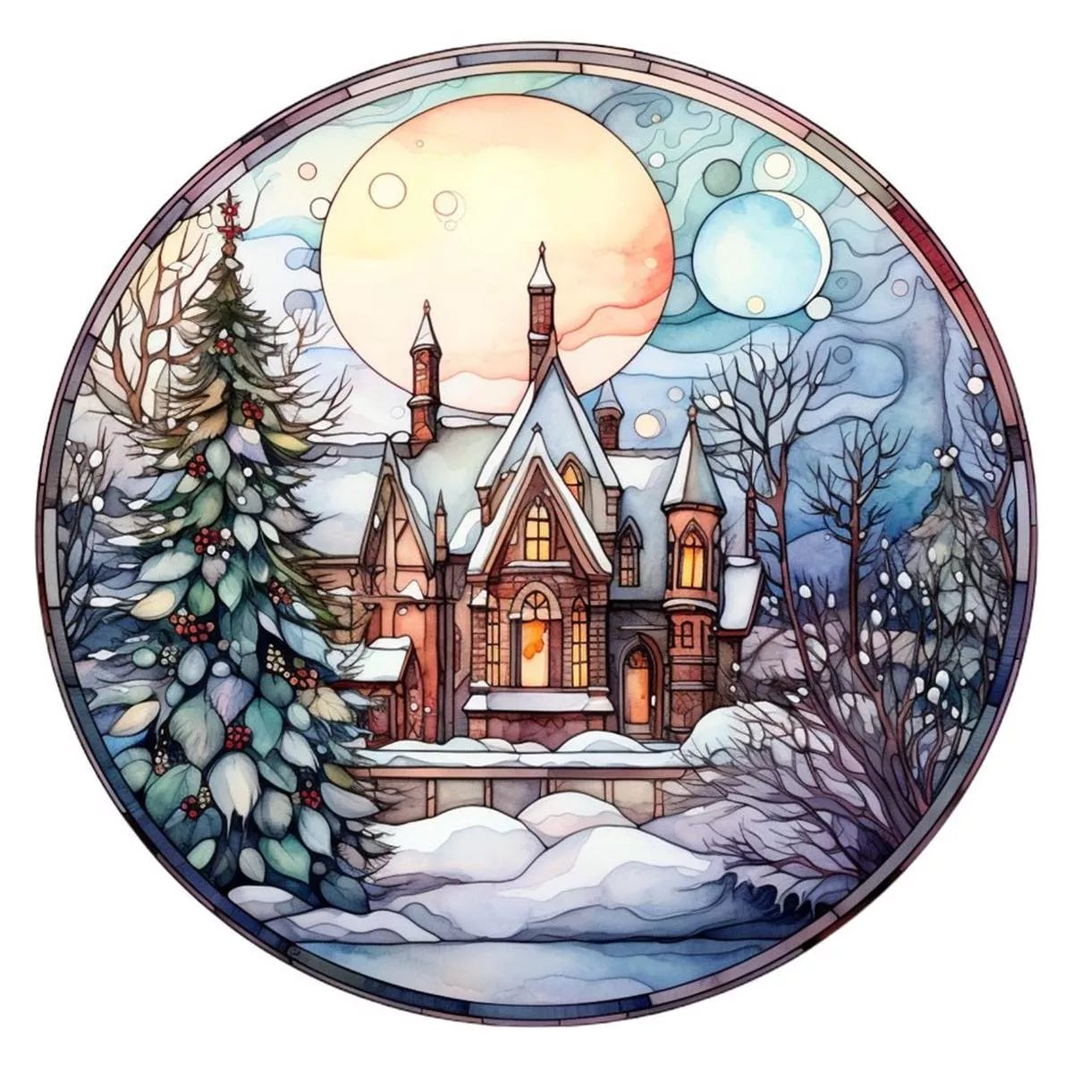 stained-glass-chateau-2-fabric-panel Stained Glass Chateau #2 Fabric Panel