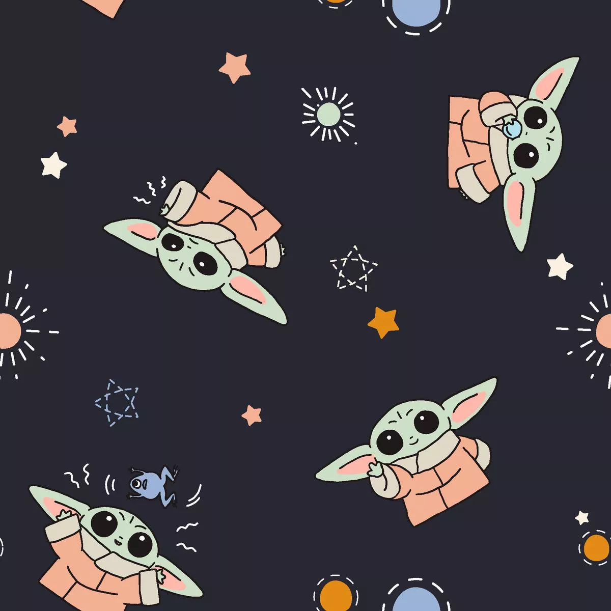 star-wars-grogu-galaxy-toss-on-black-fabric STAR WARS Grogu Galaxy Toss on Black Fabric