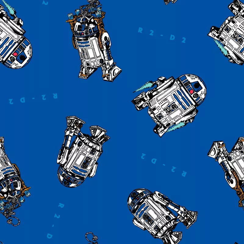 star-wars-r2-d2-droids-on-blue-fabric STAR WARS R2-D2 Droids on Blue Fabric