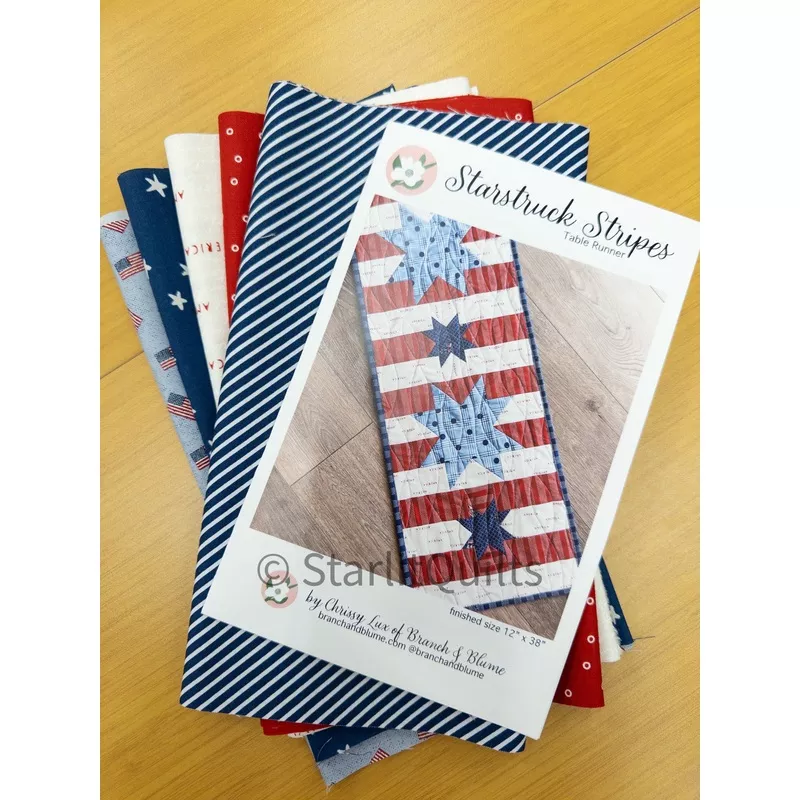 starstruck-stripes-table-runner-kit-includes-pattern-fabric-to-complete-top-back Starstruck Stripes Table Runner Kit Includes Pattern, fabric to complete the top and backing – 12″ x 38″BNB2314 by – Branch and Blume