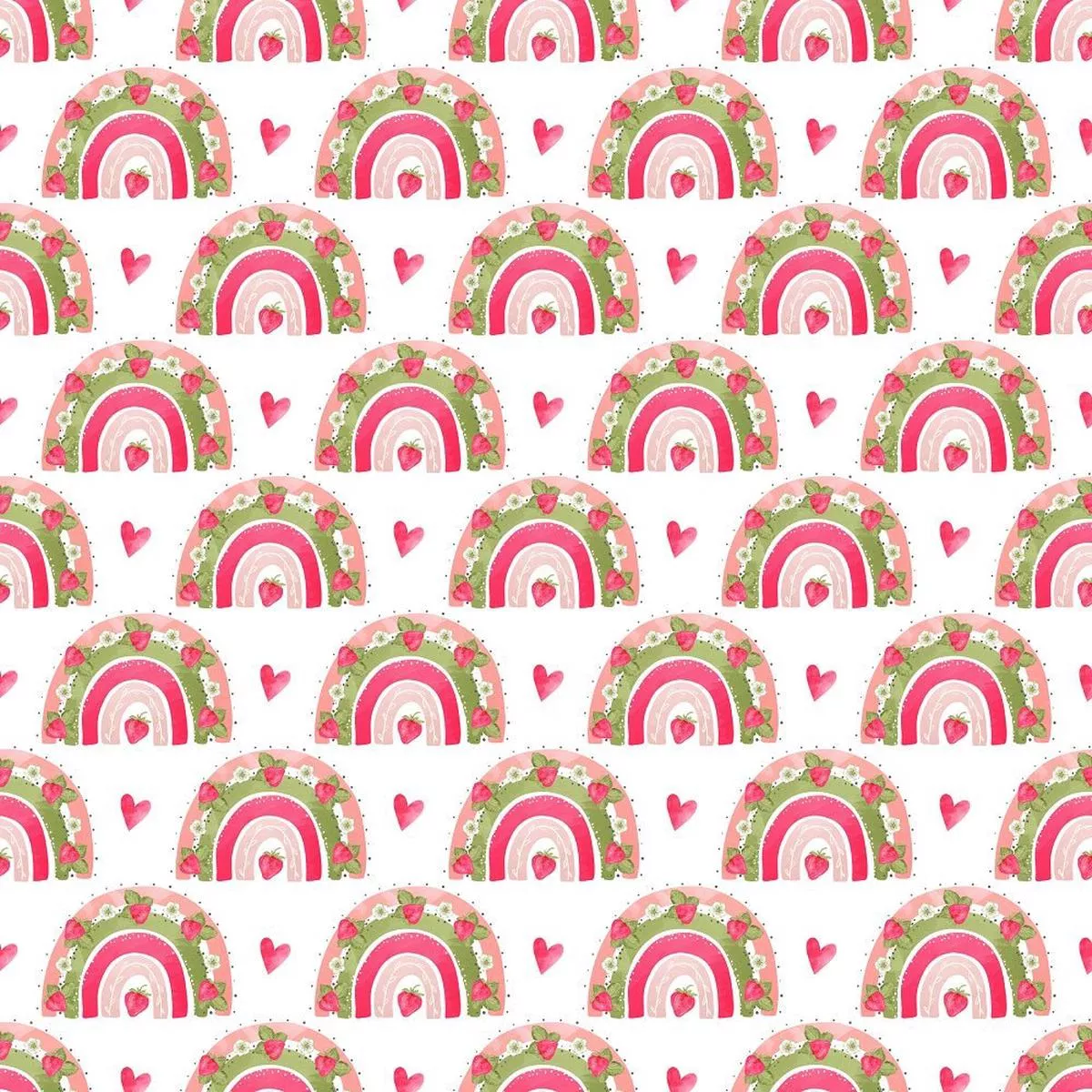 strawberry-hearts-fabric-white Strawberry Hearts Fabric – White