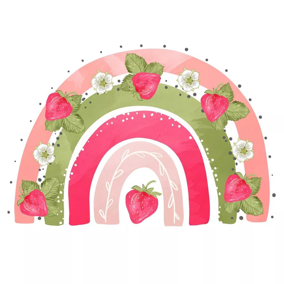 strawberry-rainbow-1-fabric-panel Strawberry Rainbow #1 Fabric Panel