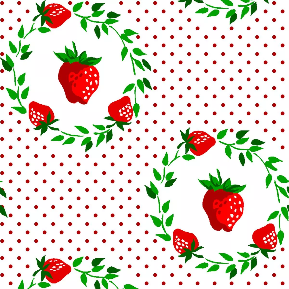 Strawberry Wreath Polka Dot Fabric