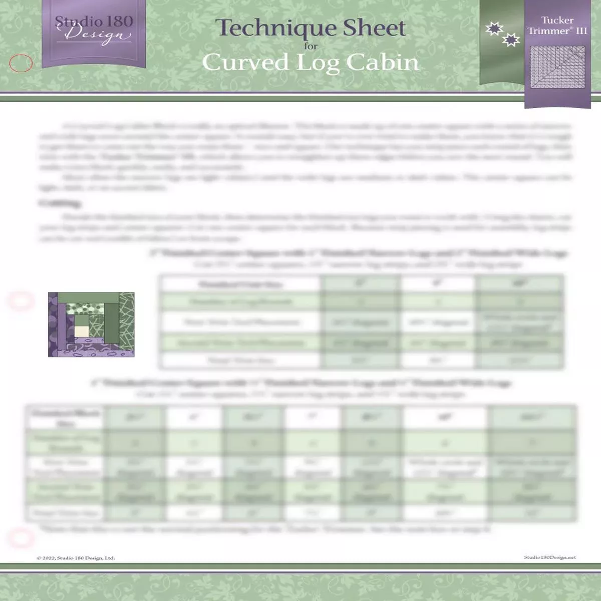 Studio 180 Design Curved Log Cabin Technique Sheet DTEC33
