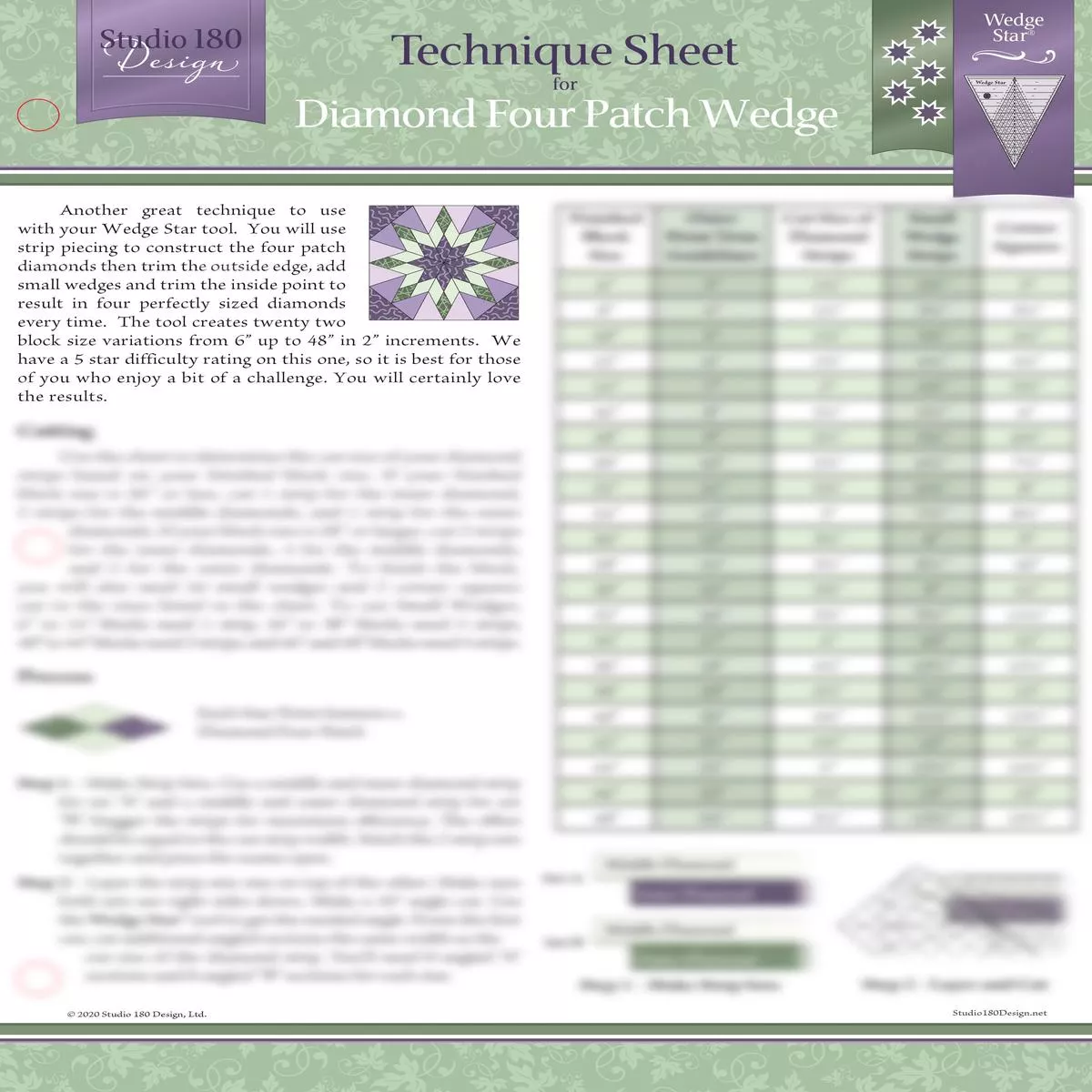 studio-180-design-diamond-four-patch-wedge-technique-sheet-dtec25 Studio 180 Design Diamond Four Patch Wedge Technique Sheet DTEC25