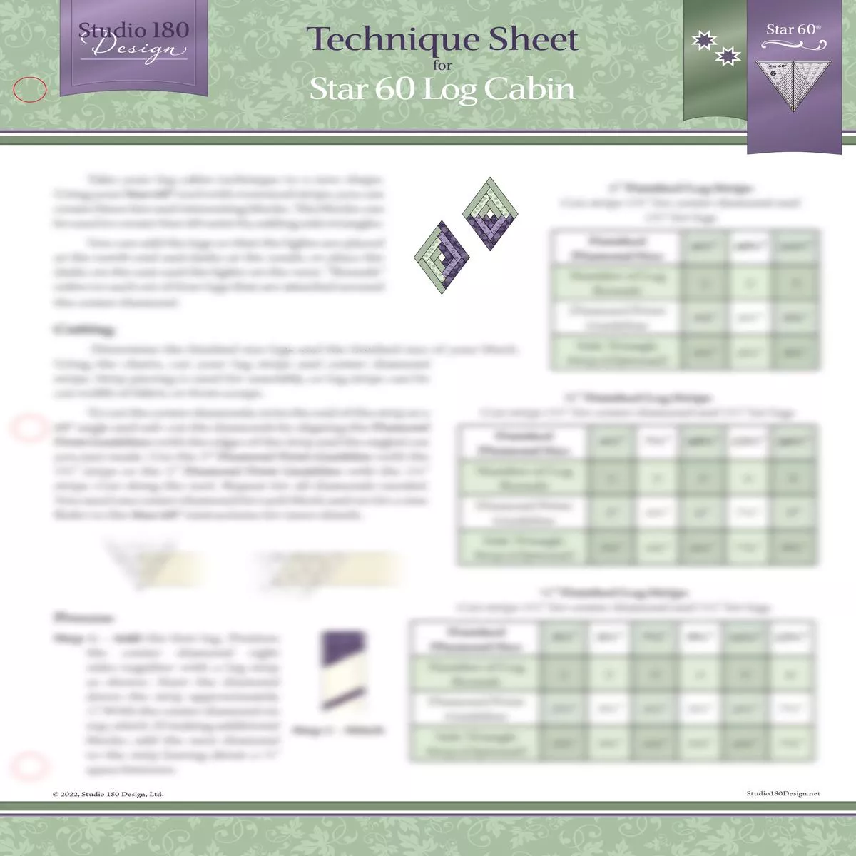 Studio 180 Design Star 60 Log Cabin Technique Sheet DTEC35