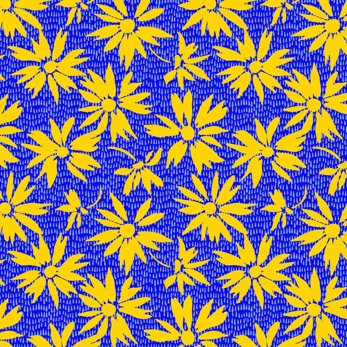 Summer Daisies Fabric – BlueYellow