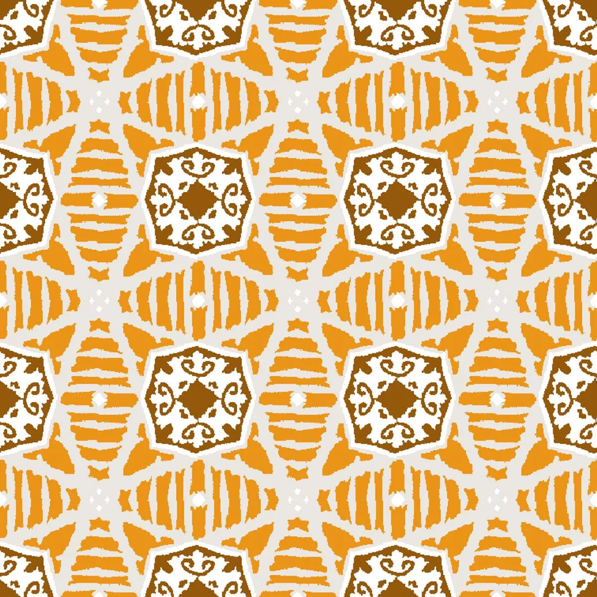 Sunburst on Yellow & Brown Fabric