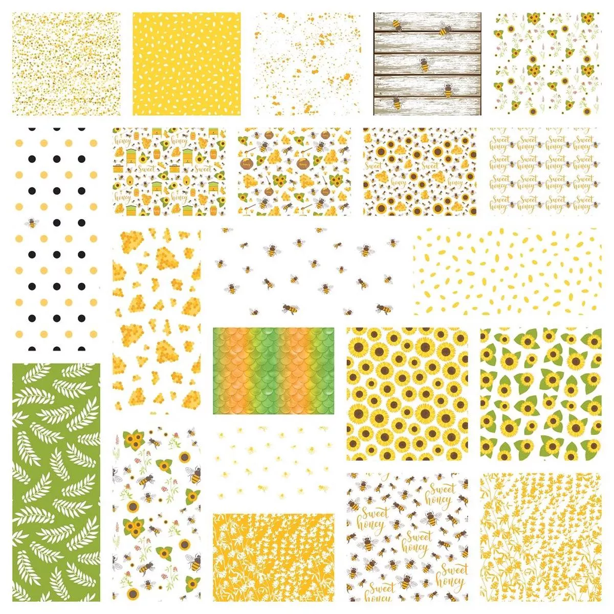 sunflowers-bees-fat-eighth-bundle-22-pieces Sunflowers and Bees Fat Eighth Bundle – 22 Pieces