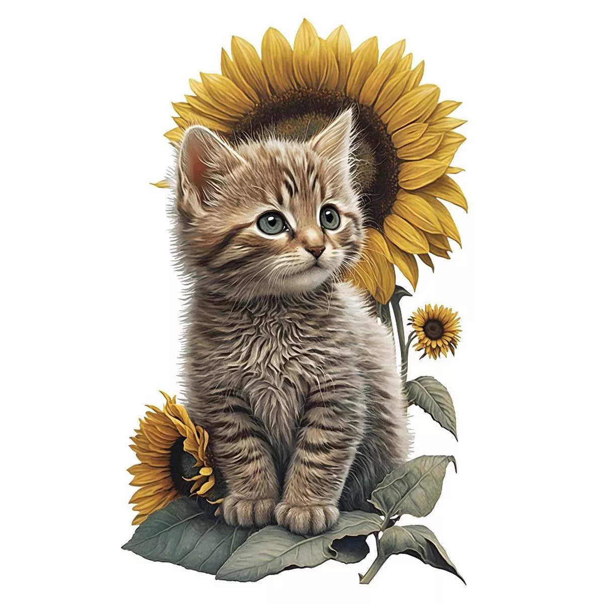 sunflowers-kittens-1-fabric-panel Sunflowers & Kittens #1 Fabric Panel
