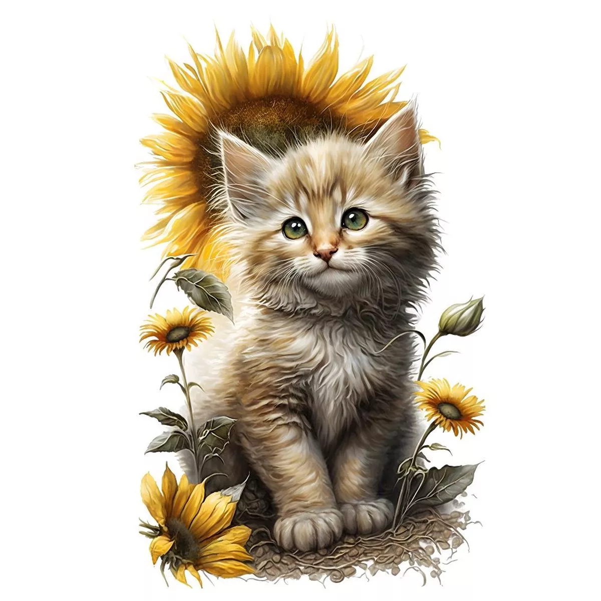sunflowers-kittens-5-fabric-panel Sunflowers & Kittens #5 Fabric Panel