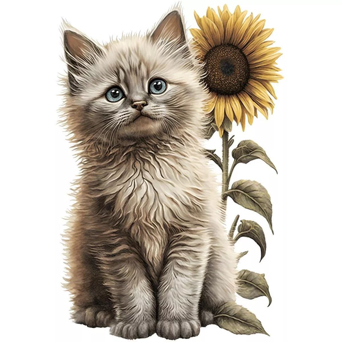 sunflowers-kittens-ragdoll-fabric-panel Sunflowers & Kittens Ragdoll Fabric Panel