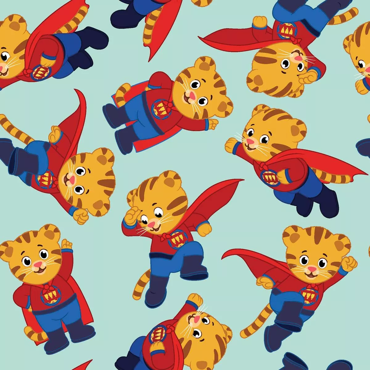 super-daniel-tiger-on-aqua-fabric Super Daniel Tiger on Aqua Fabric