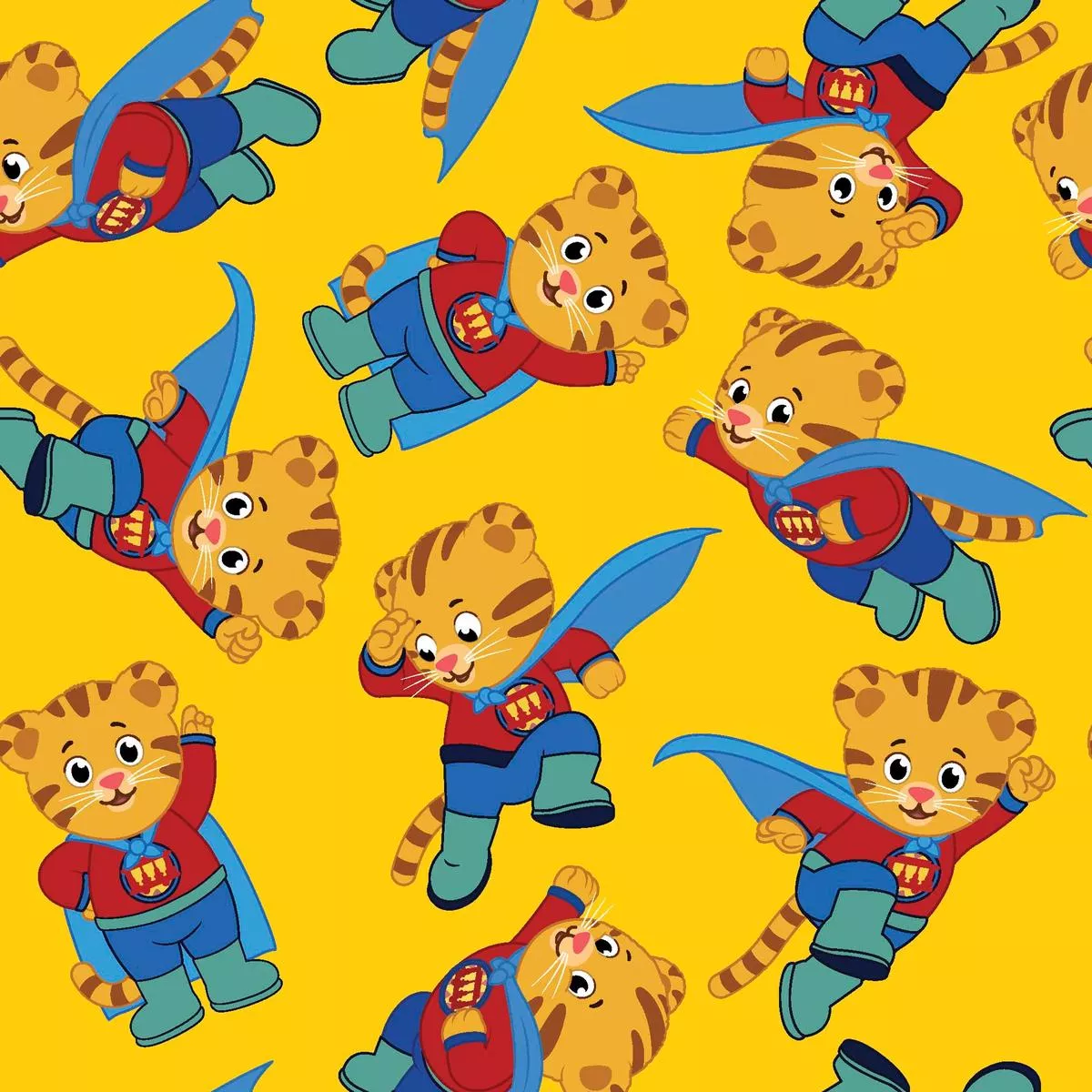 super-daniel-tiger-on-yellow-fabric Super Daniel Tiger on Yellow Fabric