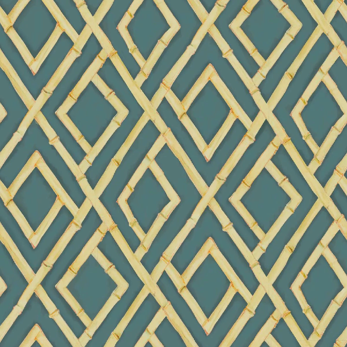 Susan Winget – Bamboo Lattice – Teal Diamond Fabric