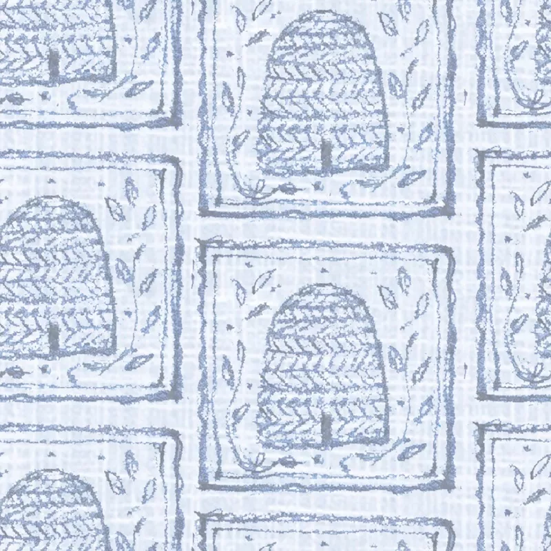 susan-winget-beehive-stamps-on-blue-fabric Susan Winget Beehive Stamps on Blue Fabric
