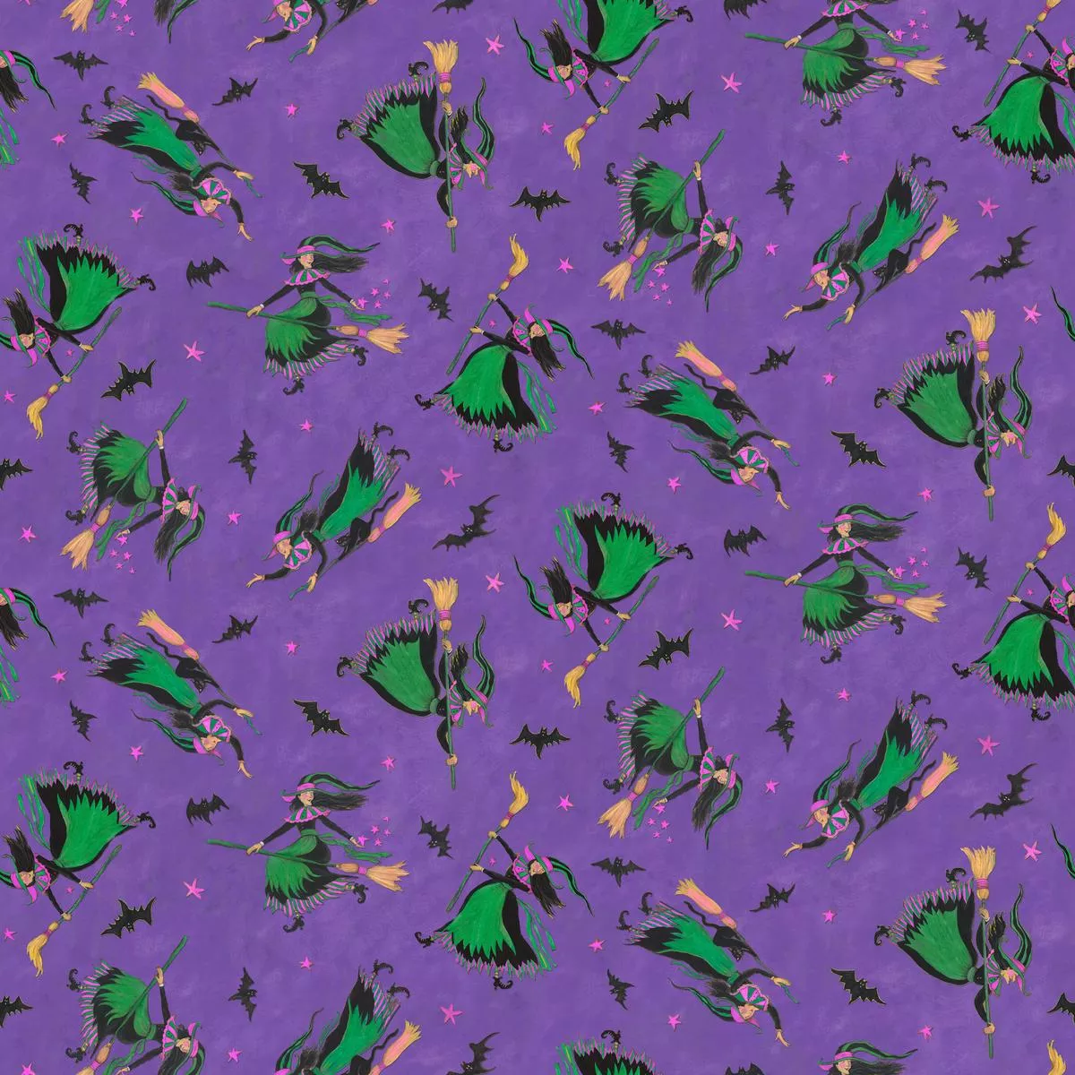 Susan Winget Enchanted Witches on Purple Fabric
