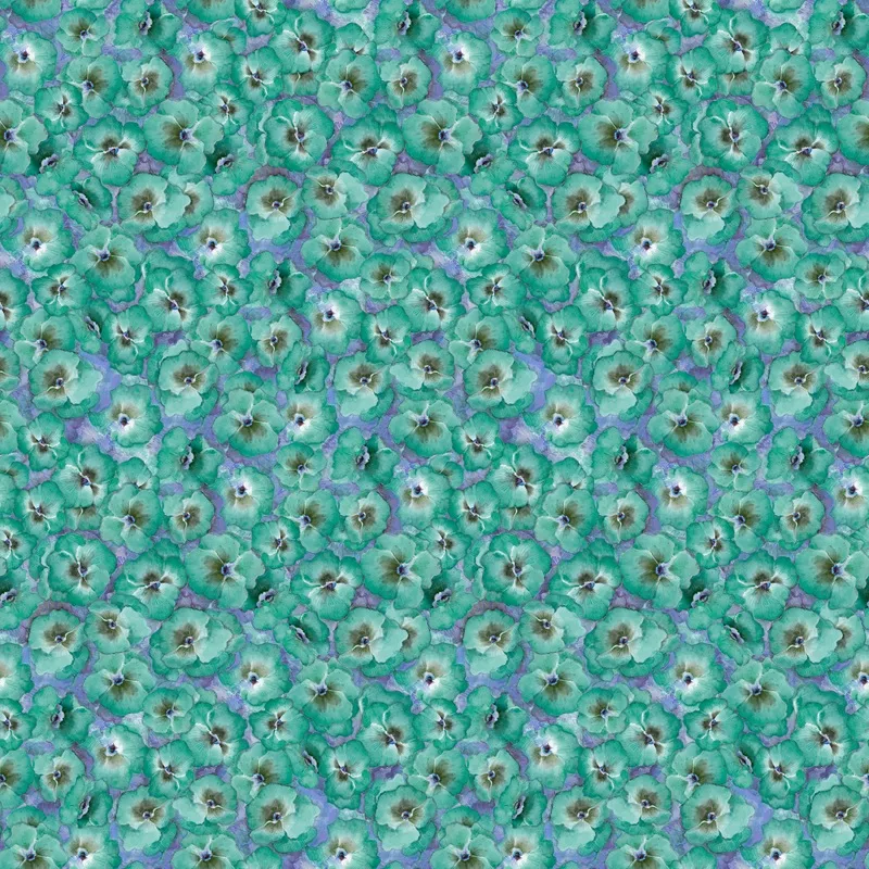susan-winget-packed-pansies-on-teal-fabric Susan Winget Packed Pansies on Teal Fabric