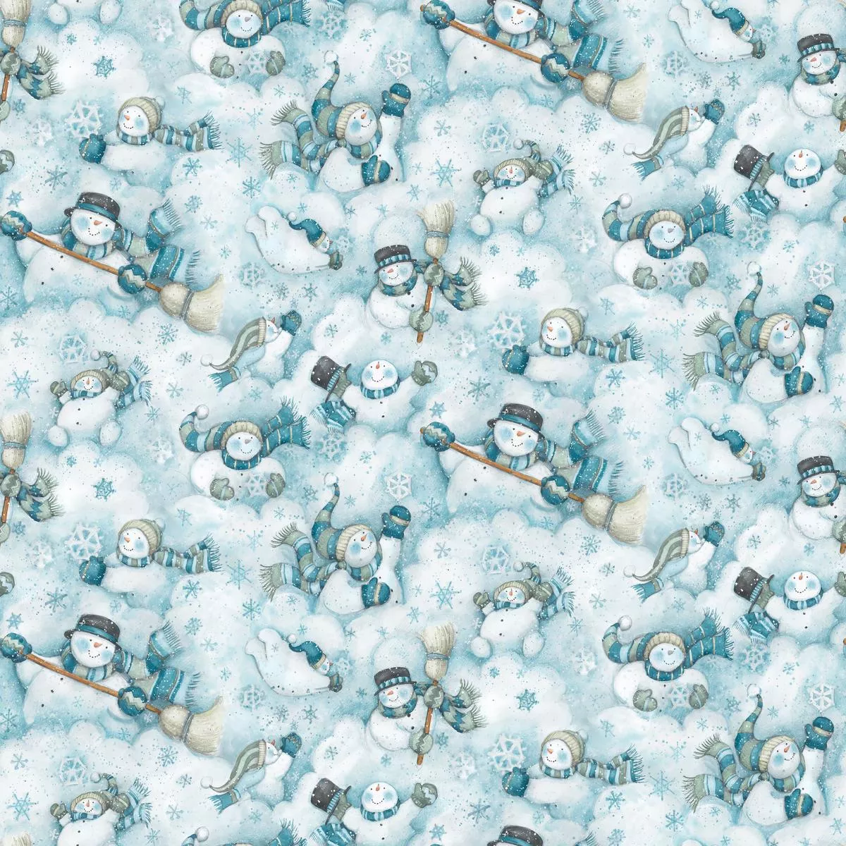 susan-winget-playful-snowmen-cool-tones-fabric Susan Winget Playful Snowmen Cool Tones Fabric