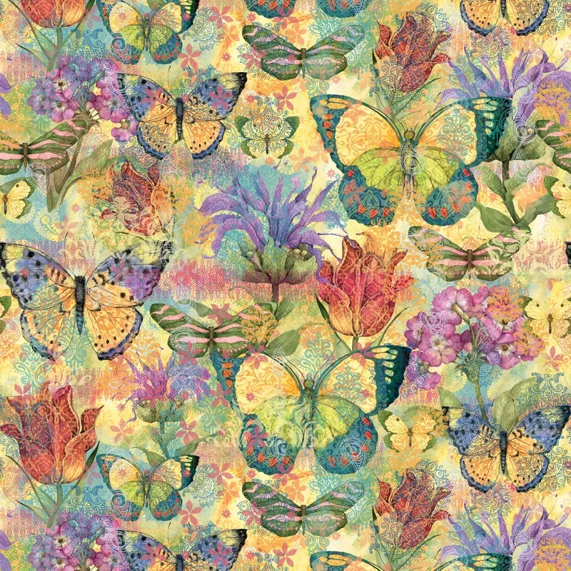 Susan Winget – Vintage Butterfly – Floral Pattern Fabric