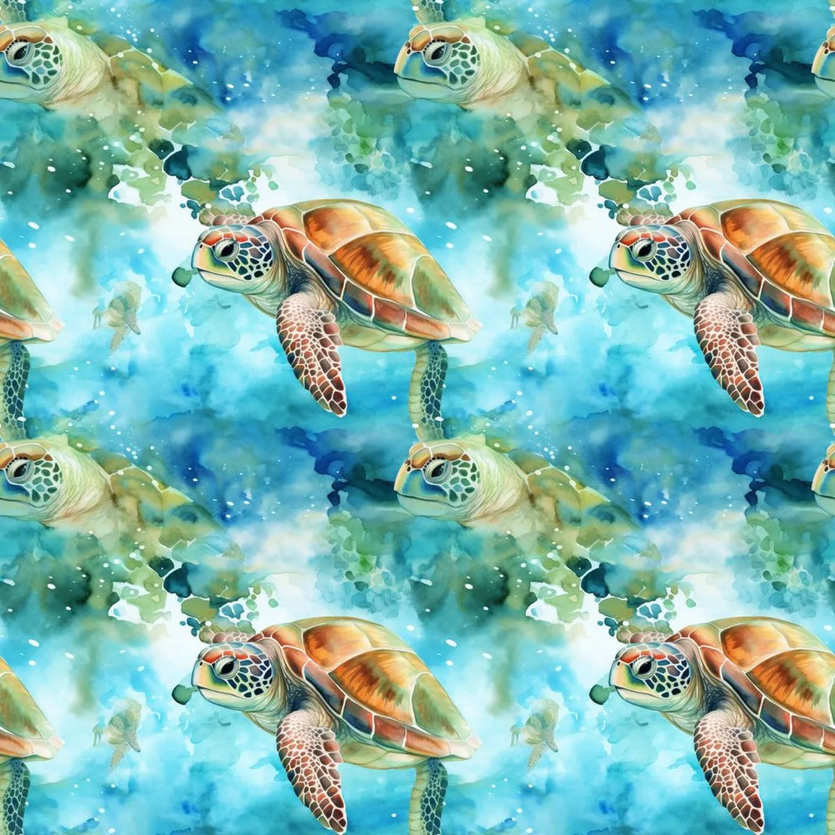 Swimming Sea Turtles Pattern #8 Fabric