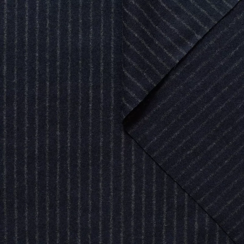 T22A01122 | Stripped Wool Flannel Navy Blue