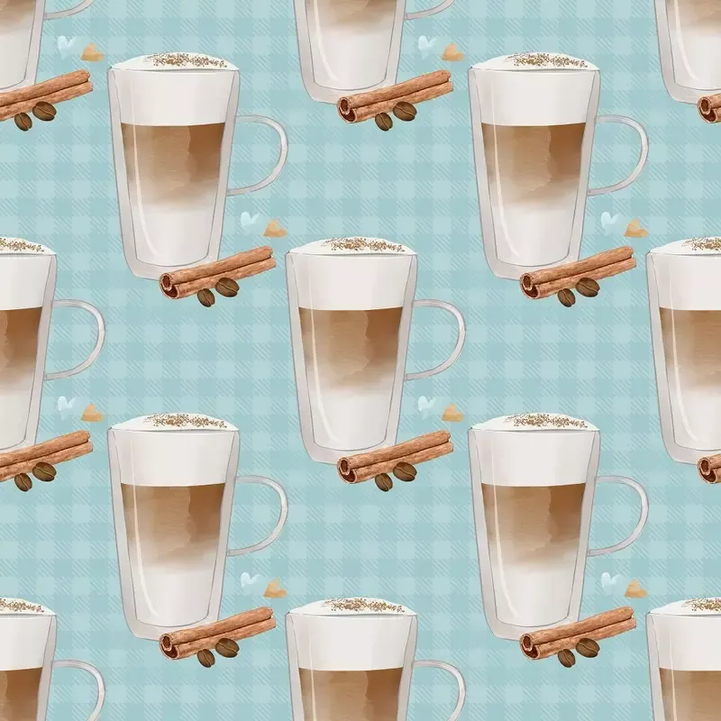 tall-coffee-cups-on-plaid-fabric-blue Tall Coffee Cups on Plaid Fabric – Blue