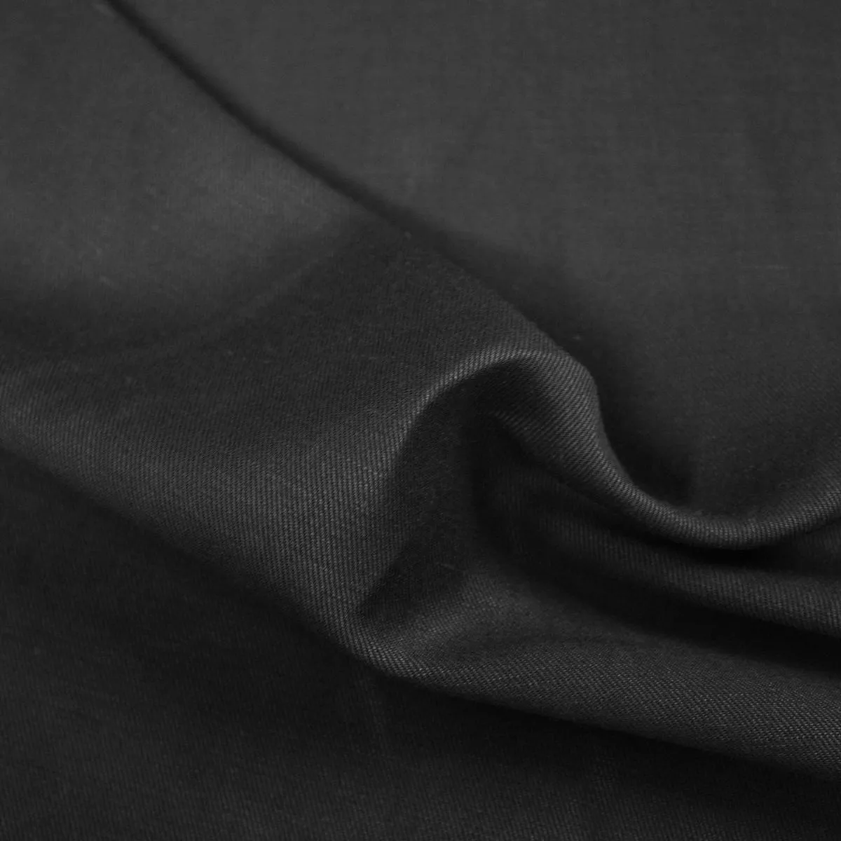 Tary Black Wool Twill Fabric