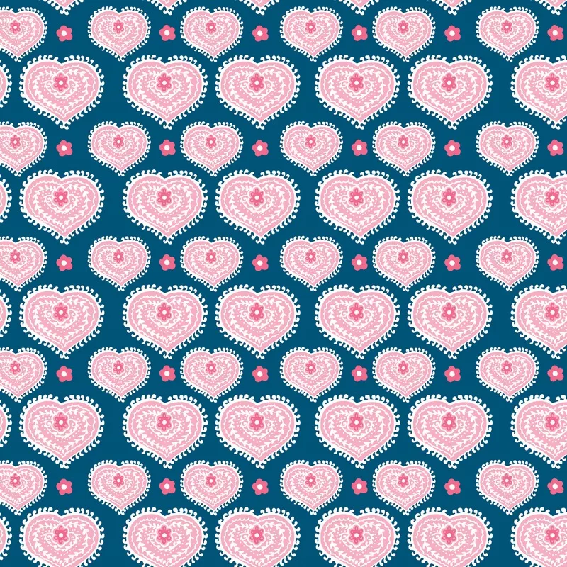 tatted-heart-on-bayou-blue-fabric Tatted Heart on Bayou Blue Fabric