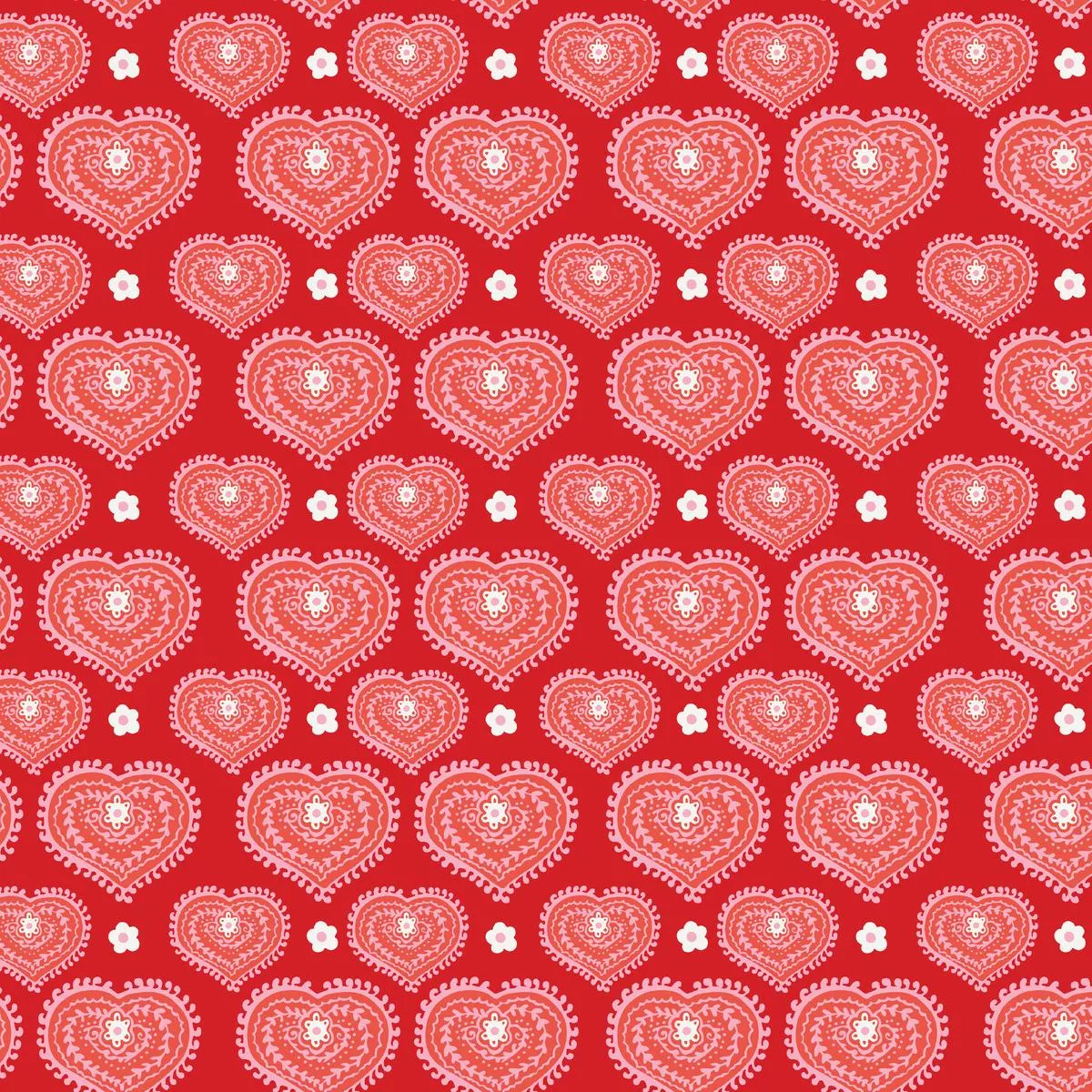 Tatted Heart on Cayenne Fabric