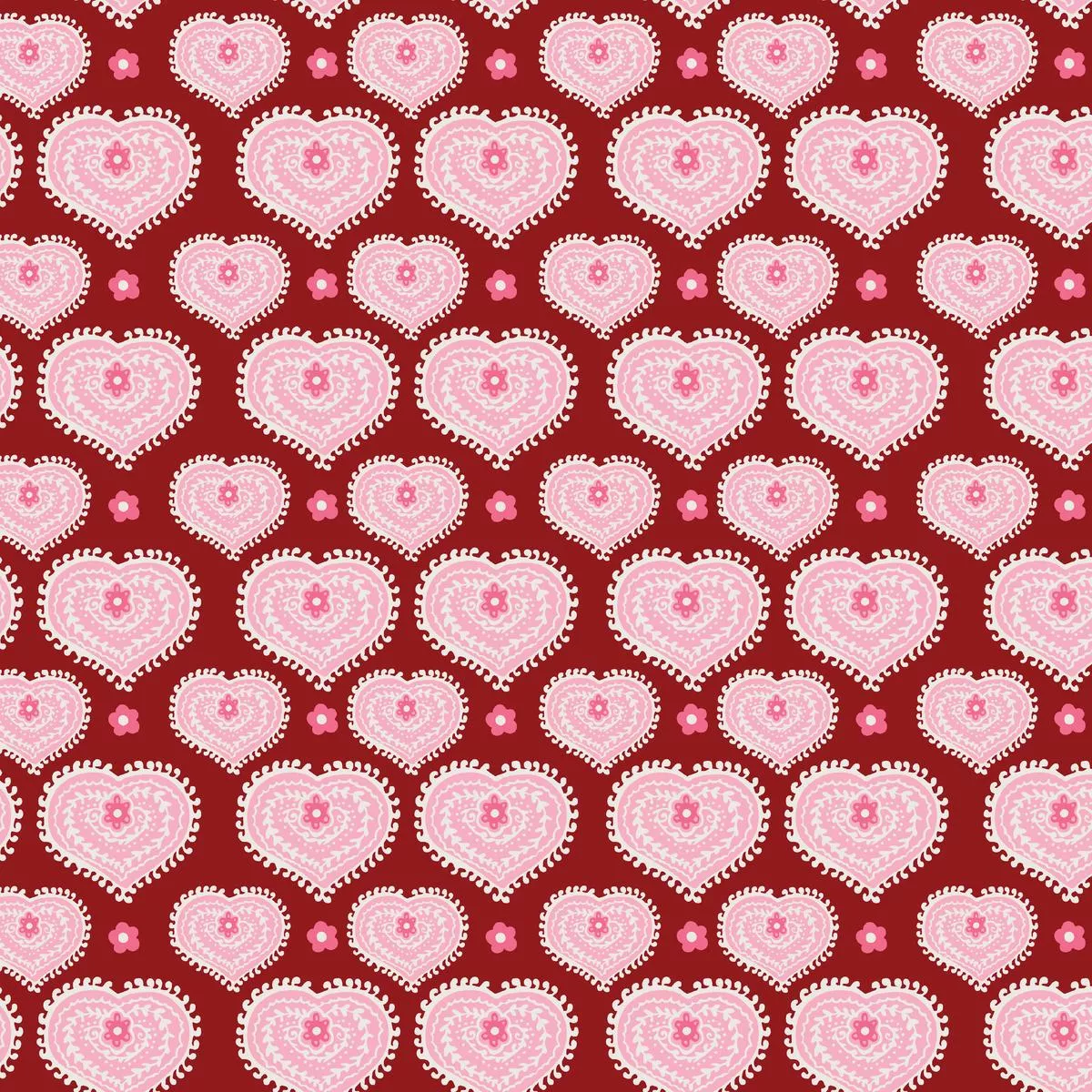 tatted-heart-on-crimson-fabric Tatted Heart on Crimson Fabric