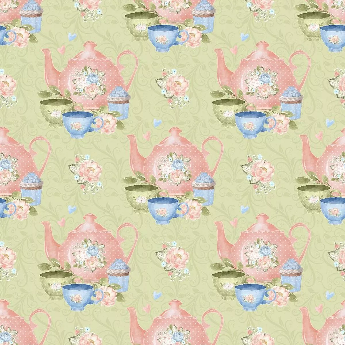 tea-time-set-fabric-green Tea Time Set Fabric – Green