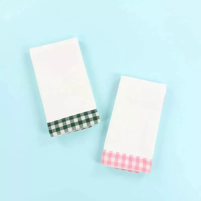 Tea Towels, Gingham Trim (Pink & Green)