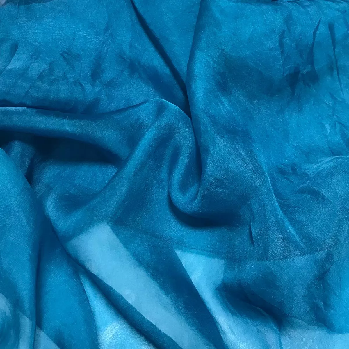 Teal Blue – Hand Dyed Silk Organza