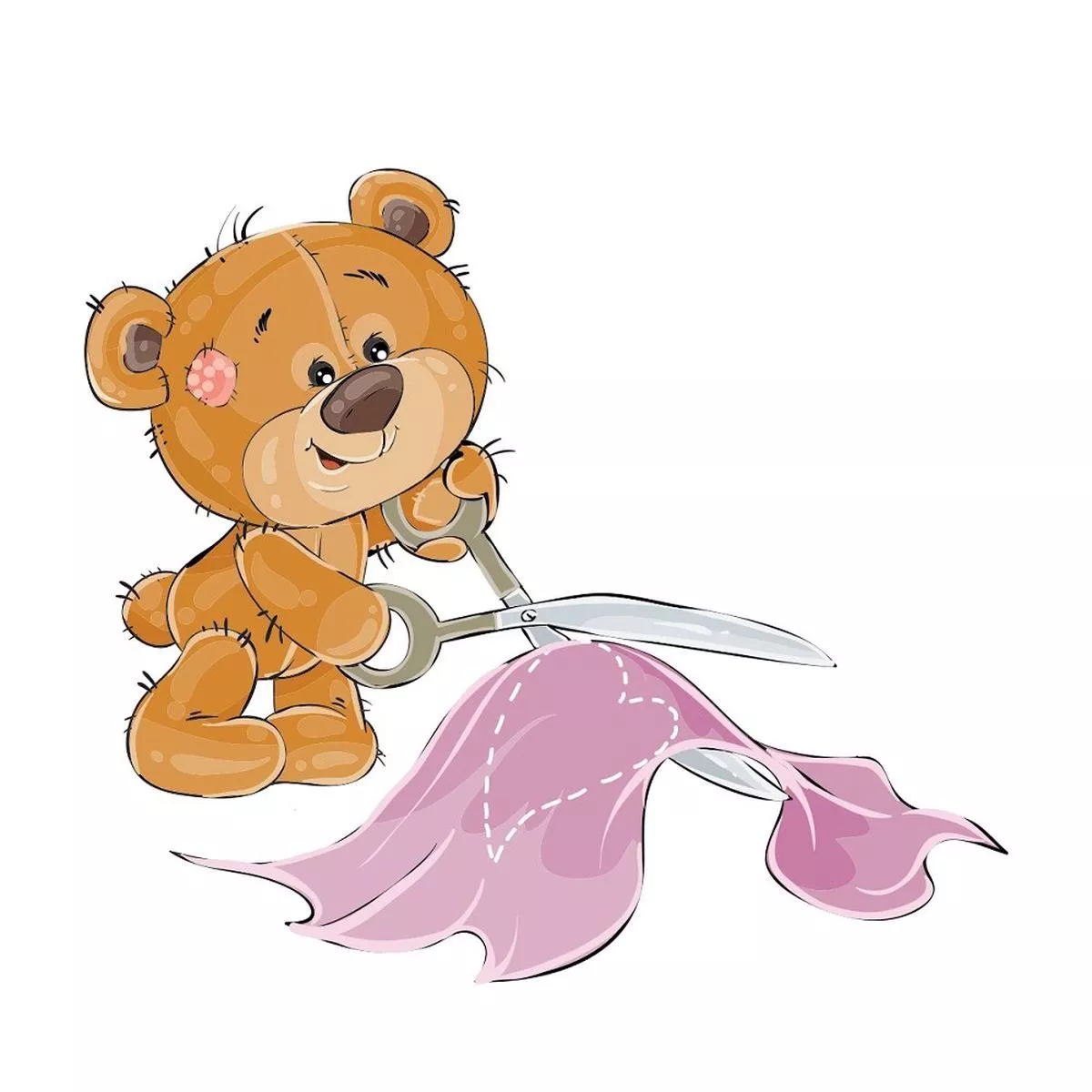 Teddy Bear Tailor Cutting Pattern Fabric Panel