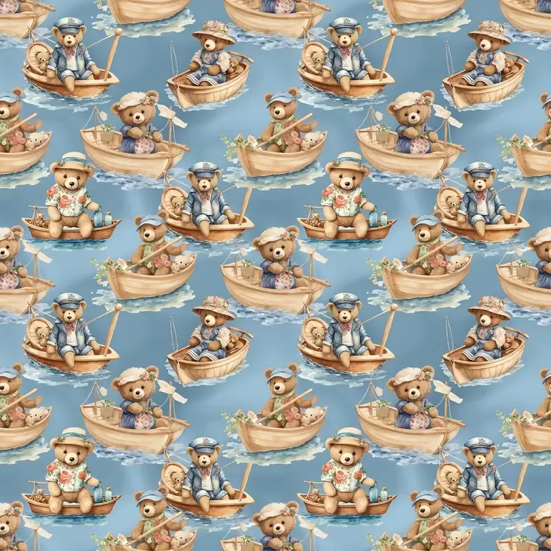 teddy-bears-row-boats-2-fabric Teddy Bears & Row Boats #2 Fabric