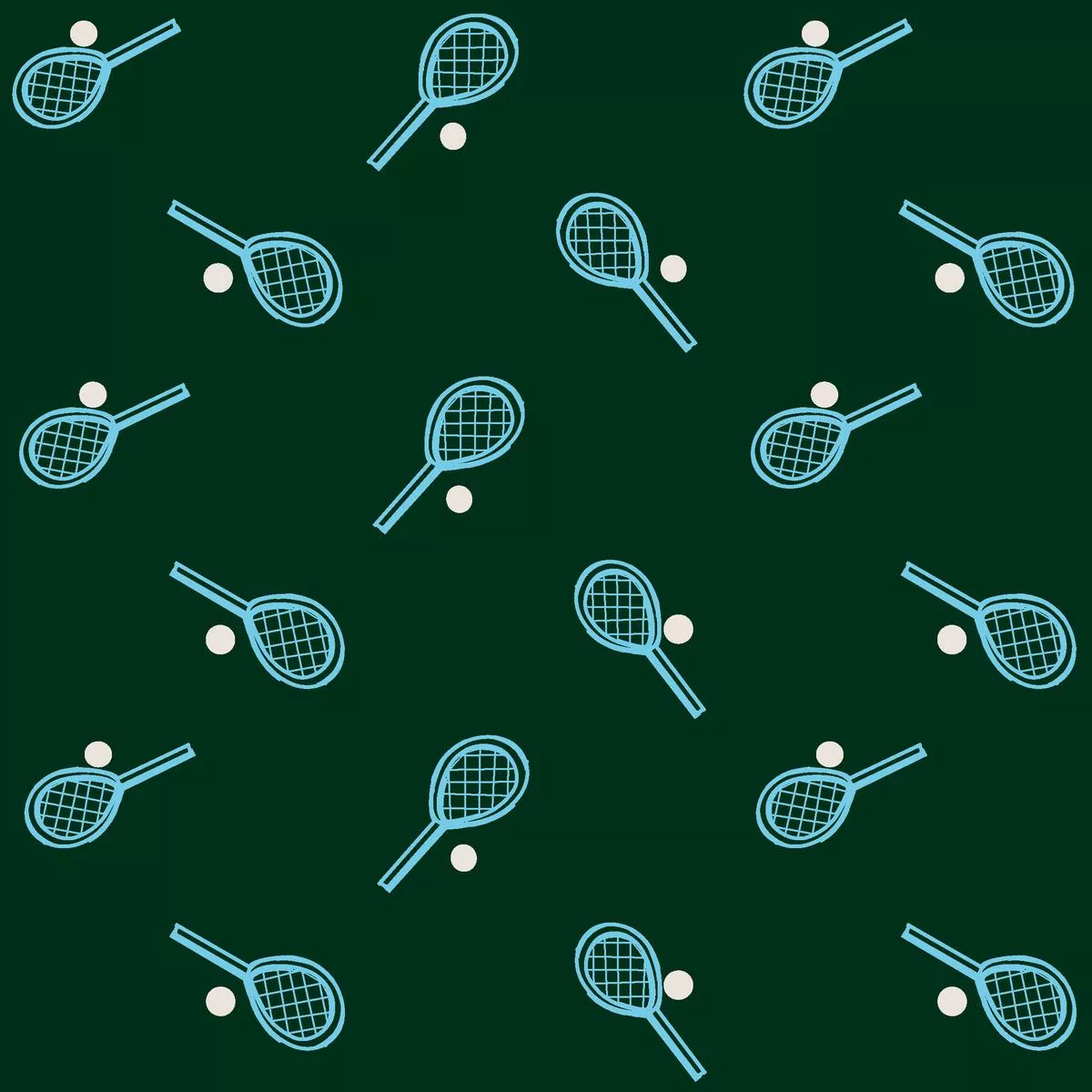 Tennis Match on Deep Green Fabric