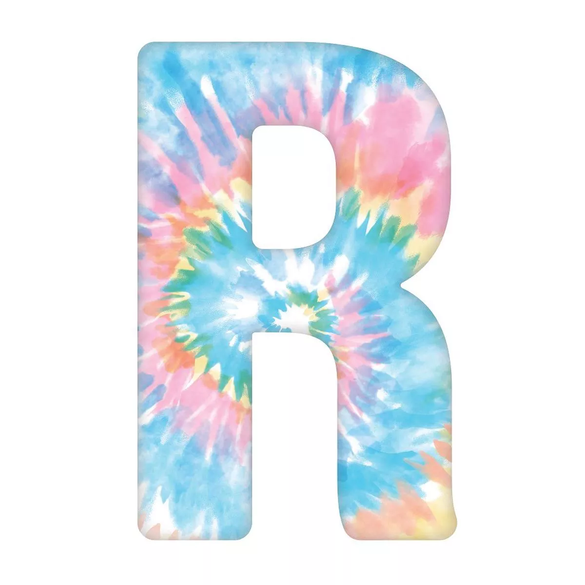 tie-dye-letter-r-fabric-panel Tie-Dye Letter R Fabric Panel