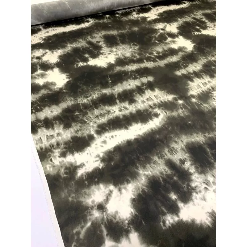 Tie-Dye Printed Silk Charmeuse – Forest Green / Off-White