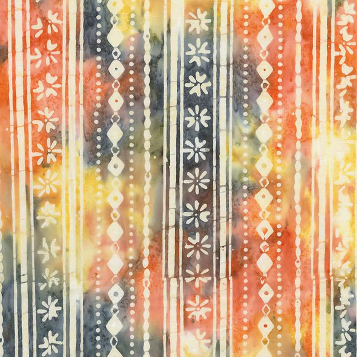 Tile Work Batik Quilt Fabric Chestnut Border Print Multi