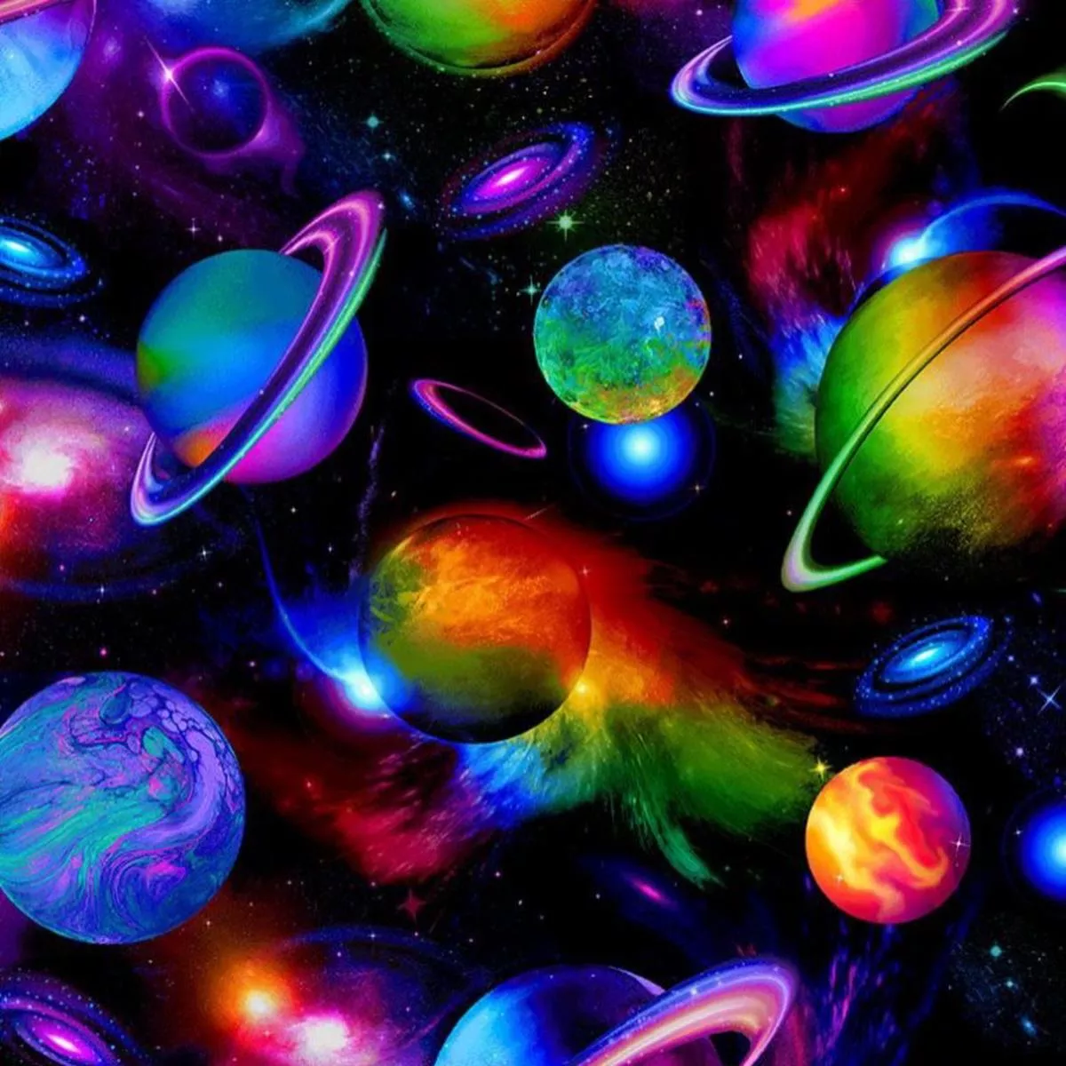 Timeless Treasures – BRIGHT SOLAR SYSTEM SPACE- CD3771 BLACK
