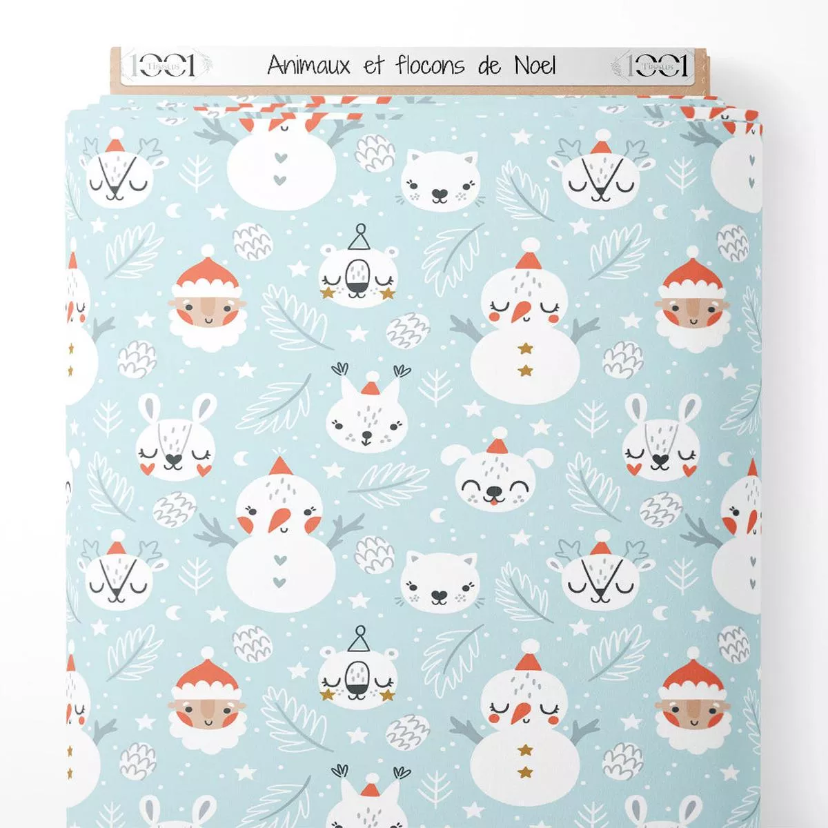 Tissu – Animaux et flocons de Nol