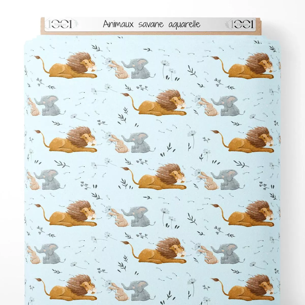 Tissu – Animaux savane aquarelle