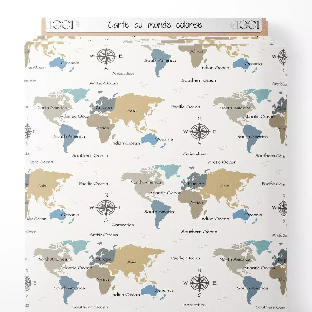 tissu-carte-du-monde-colore Tissu – Carte du monde colore