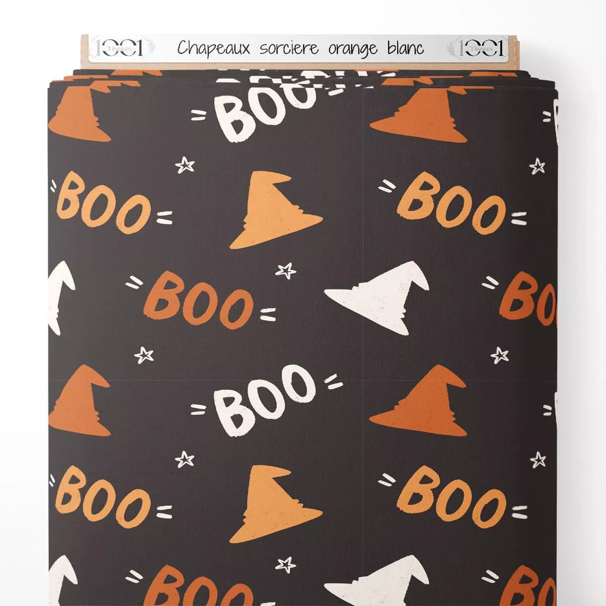 Tissu – Chapeaux sorcire orange blanc