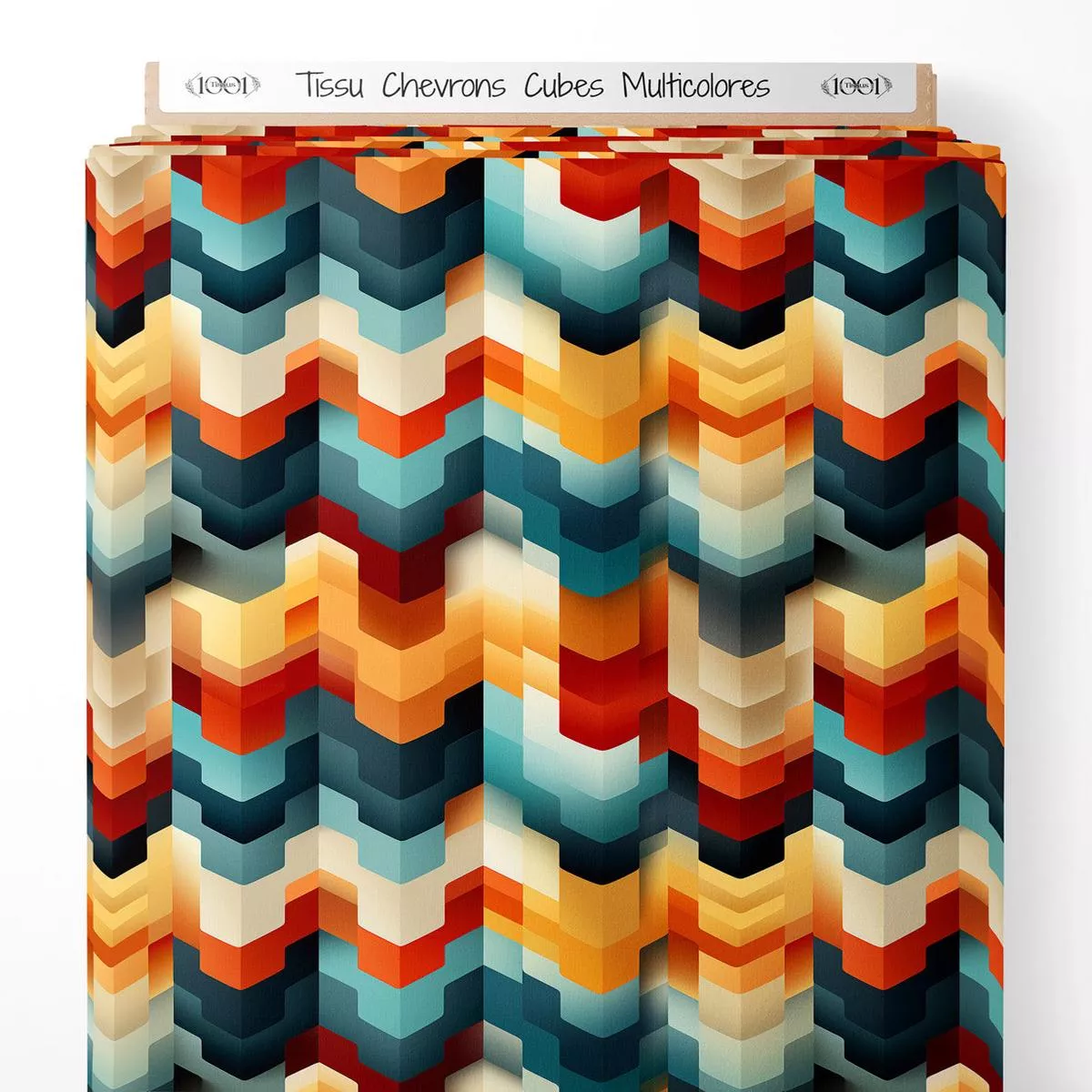 tissu-chevrons-cubes-multicolores Tissu – Chevrons Cubes Multicolores