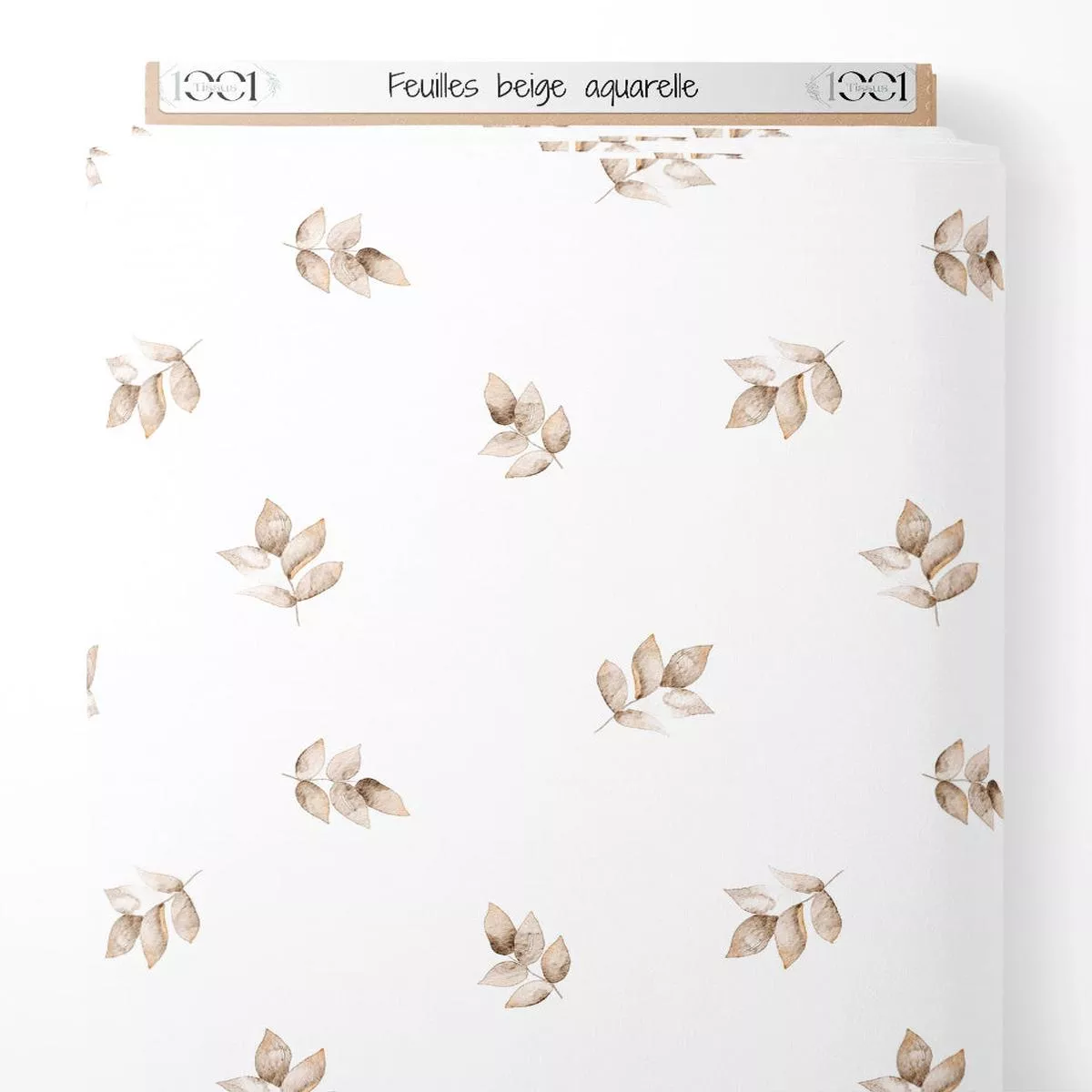 Tissu – Feuilles beige aquarelle