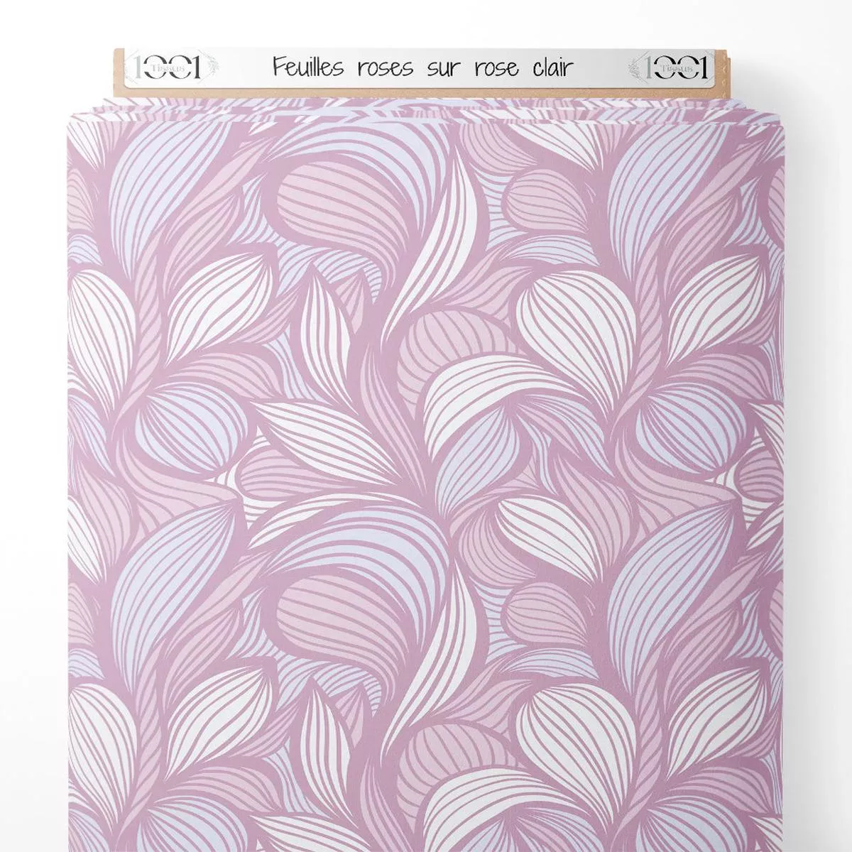 tissu-feuilles-roses-sur-rose-clair Tissu – Feuilles roses sur rose clair