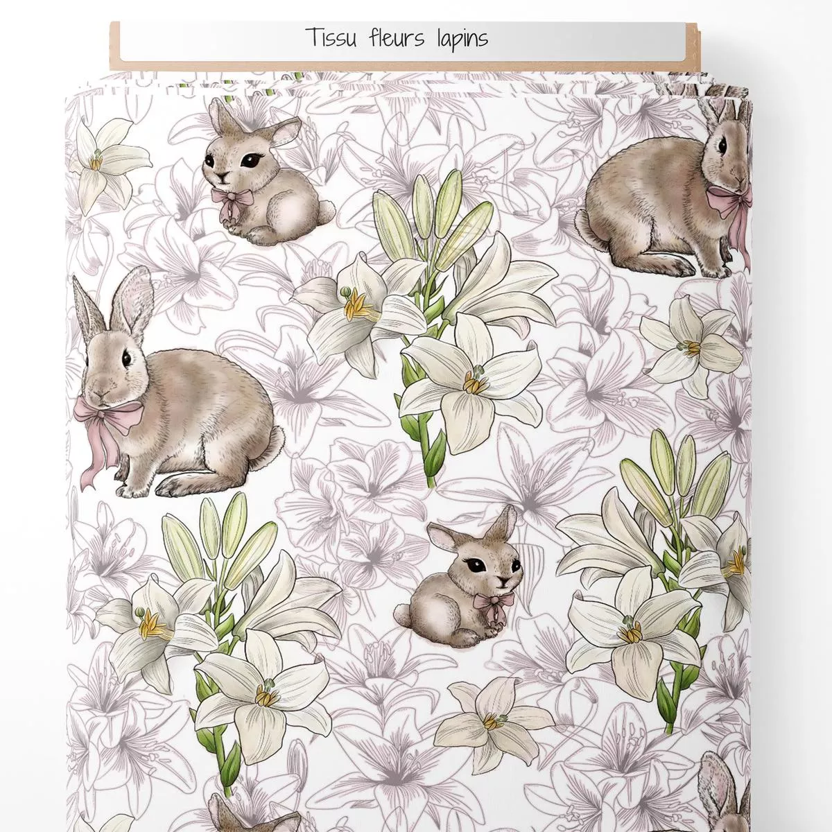 tissu-fleurs-lapins Tissu – Fleurs lapins