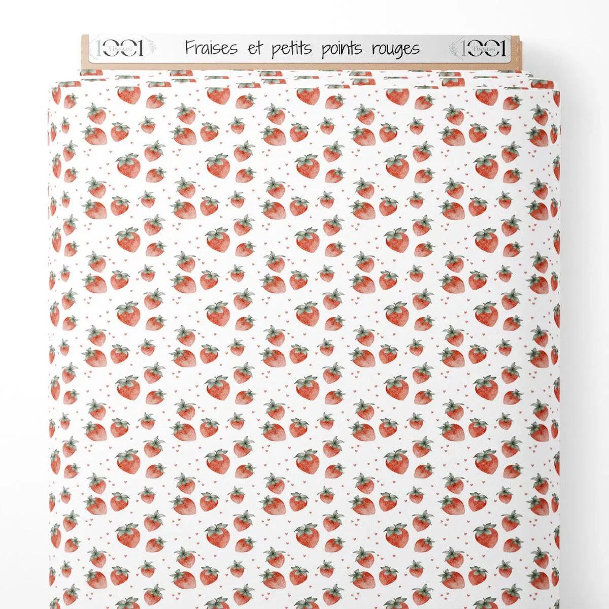 tissu-fraises-et-petits-points-rouges Tissu – Fraises et petits points rouges